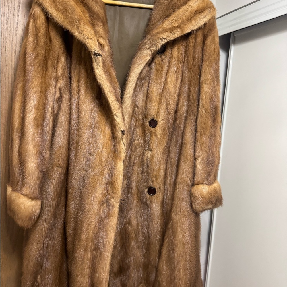 Custom made Mink Fur coat ladies Size 12-14 Jacket with Plush Fur Collar - Picture 2 of 16
